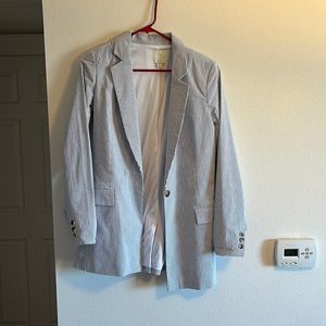 Pinstripes blue and white blazer, long sleeve. Joie. Size Small.